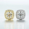 925 Sterling Silver Hip-Hop American Style Moissanite Square D Color Unisex Earrings-0-2