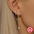 wholesale S925 Sterling Silver Tassel Marquise Diamond Stud Earrings, Pearl Star Ear Cuffs-0-3