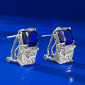 wholesale S925 Silver New European and American 4-Carat Blue-White Zircon Ear Studs for Women, Cross-Border Wish Best-Seller-0-2