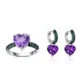wholesale S925 Sterling Silver with Natural Amethyst Gemstone Thorn Bud Design Heart-shaped Earrings-0-4