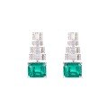 wholesale S925 silver plated with 18k gold retro high-end simulated emerald 8*10mm step-cut stud earrings for women-0-4