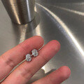 wholesale S925 Sterling Silver New High Carbon Diamond Ice Flower Cut Stud Earrings Oval 8*10 Prong Setting Minimalist-0-0