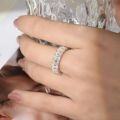 wholesale 18k Gold Plated S925 Silver 3*5mm Emerald Cut Moissanite Women's Eternity Ring-0-3