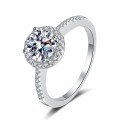 wholesale S925 Silver Plated with PT950 Gold Princess Round Moissanite Simulation Diamond Engagement Ring for Women-0-4