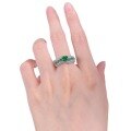 wholesale 925 Sterling Silver New ZHUO ZHI FAN Jewelry 6*6mm Heart-Shaped Simulated Emerald Engagement Ring for Women-0-4