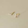 wholesale S925 Sterling Silver Fresh Sweet Ins Style Niche Design One Word Three Beads Stud Earrings M05757-0-3