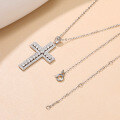 wholesale S925 Sterling Silver Plated with 18K, Cross Pendant Moissanite Full Diamond Necklace, Simple and Versatile Choker-0-1