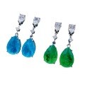 wholesale Sterling Silver Synthetic Paraiba 10*14 Teardrop Ins Simple Live Streaming Best-Selling Earrings-0-4