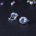 wholesale S925 Silver Natural Sky Blue Topaz Stud Earrings Light Luxury Fashion High-End Gemstone Ear Jewelry-0-2
