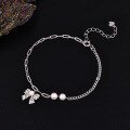Sterling Silver Pearl Bead Cubic Zirconia Bracelet, 2025 New Women's Gift-0-6