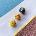 wholesale Sterling silver gold-plated enamel cloisonné spacer beads DIY bracelet necklace accessories pure silver openwork floral loose beads single bead-0-1