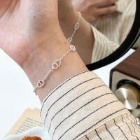 wholesale S925 Sterling Silver Pig Nose Bracelet for Women, Korean Style Minimalist Niche High-End Versatile Silver Jewelry Wholesale-S925 pure silver (16+4cm)