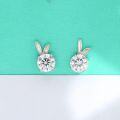 wholesale S925 Sterling Silver Moissanite Bunny Stud Earrings Wholesale, Mini Simple Style Women's Earrings Wholesale-0-2