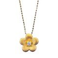 wholesale S925 silver gold-plated small floral pendant necklace with a pulled texture, featuring a golden flower design in a new Chinese style-0-4