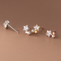 wholesale S925 Sterling Silver Ins Style Diamond Star Synthetic Pearl Ear Studs Sweet and Dainty Women's Earrings M03345-0-2
