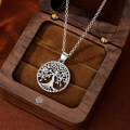 wholesale S925 Sterling Silver European and American Cross-Border Hollow Tree of Life Retro Pendant Fashion Silver Necklace for Women Wholesale from Manufacturers-0-3
