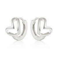 wholesale S925 Sterling Silver Plated with Gold Heart-shaped Hoop Earrings, Fashionable, Sweet, and Gentle, with a Unique Design-Platinum 925 silver