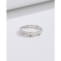 wholesale Pure silver couple rings, a pair of men's and women's matching rings withdesign,openable bands, a Valentine's Day gift for girlfriend-Women's ring with adjustable opening in 925 silver