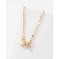 wholesale S925 sterling silver shining diamond-encrusted necklace for women, luxurious and niche, exquisite pendant with a high-end feel, collarbone chain, Valentine's Day gift-Cross Diamond Necklace Yellow Gold > 925 Silver