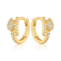 wholesale S925 Sterling Silver Micro-Inlaid Zircon Snake Hoop Ear Clasp Fashion Minimalist Niche Trendy Design Earrings-gold