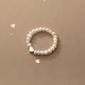 wholesale S925 Silver Pearl Beaded Heart Ring, Smooth Heart Shape Index Finger Ring R00211-0-2