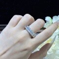 Gold-Plated 925 Silver Full Eternity Band with Single 08ct Emerald Cut Diamond-0-3