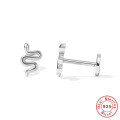 wholesale S925 Sterling Silver Rhinestone Evil Eye Flat Threaded Cartilage Ear Stud, Small Snake Smiley Ear Crawler-0-10