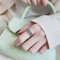 wholesale Metal S925 Sterling Silver Vintage Ancient Script "All Taboos Are Lifted, Everything Is Auspicious" Ring Chinese Style Unisex Ring-669J/approx. 6g Adjustable opening