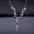 wholesale 925 Sterling Silver Luxurious Natural Gemstone Necklace for Women, High-End Elegance with Genuine Amethyst, Perfect for Banquet and Stylish Outfit Pairing-0-1