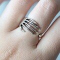 wholesale S925 sterling silver adjustable gothic Halloween skull hand ring-0-2
