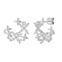 Sterling Silver Four-Leaf Clover Moissanite Necklace, Light Luxury Style-Four-leaf clover ERDING [White Gold]  925 Silver