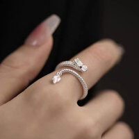 wholesale S925 Sterling Silver Year of the Dragon Tail-Swinging Open Ring for Women, Niche Design, National Trend, Zodiac Year-Sterling silver