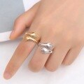 wholesale Metal minimalist cute open hands hugging couple ring sweet glossy Korean version-0-2