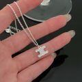 wholesale S925 Sterling Silver Chanel-style Double C Necklace for Women, Korean Dongdaemun New Small Luxury Versatile Collarbone Chain-0-3