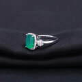 wholesale 925 Sterling Silver Designer Natural Green Agate Ring Luxurious and Fashionable Elegance Natural Gemstone Ring Live-0-2