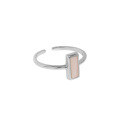 wholesale S925 Sterling Silver Geometric Square Micro-Inlaid Pink Shell Textured Open Adjustable Ring for Women, Korean Version Ins Minimalist Niche Design-0-5