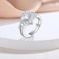 wholesale 925 Sterling Silver Two-Piece Combination Ring Set for Women, High-End Fashion Wedding Band, Ins-0-3