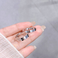 wholesale S925 Sterling Silver CNC Couple Rings, Men and Women Pair, Light Luxury Premium Platinum-like Wedding Bands for Festival Anniversary Gift-CNC Couple Ring/approx. 3.97g PR003682