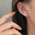 wholesale S999 Silver Korean Style Classic Stone-Studded Heart Earrings for Women, Minimalist and Versatile Ear Accessories with a Premium Feel-0-1