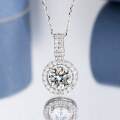 wholesale S925 Sterling Silver Cross-Border Exaggerated Large-Size 10ct Round Moissanite Pendant Necklace for Women, Collarbone Chain-0-0