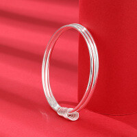 wholesale Fine Silver S990 Three-Life Three-World Bracelet for Women, Small and Exquisite Design, Light Luxury Triple Loop Bangle, Cross-Border New Product-Three Lives Three Worlds Bracelet - Small 99 Silver