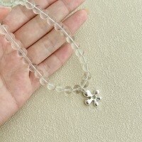 wholesale Metal Material: 925 Sterling Silver Cross-border new style floral design with optimized crystal beads, women's petite fresh fashion collarbone necklace-DY191247-SS-TM 925 Silver