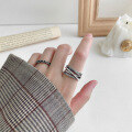wholesale S925 Sterling Silver 013 Korean Style INS Vintage Multi-Layer Wrapped Zircon Women's Ring Open Adjustable Silver Ring-0-3