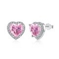 wholesale S925 Silver Four-Piece Set with Pink Heart Zircon Earrings, Necklace, Ring, and Bracelet for a Sweet and Stylish Look-0-6