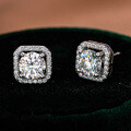 S925 Silver Luxury Square Moissanite Stud Earrings Wholesale Factory-0-4