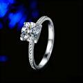 S925 Silver Moissanite Ring Women's Small Four-Claw Design Fashion Versatile Light Luxury-0-5