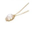 wholesale S925 Silver Plated 14K Gold French Retro Light Luxury Style White Moonstone and White Zircon Necklace-0-4
