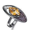 wholesale 925 Silver Italian Artisan Designer Ring with Vintage Jewelry Style, Set with Natural Yellow Crystal Gemstone-0-5