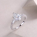 Sterling Silver Moissanite Pear Ring Wholesale Cross-Border Closed Shank-0-2