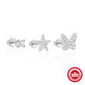 wholesale 925 Sterling Silver Geometric Star and Moon Diamond-Pearl Earring Set, Hot-Selling in Europe and America-0-24